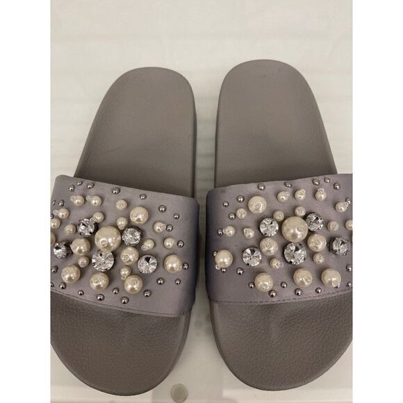 Bebe Fenix Faux Pearls & Rhinestones Slides Size 6 - Picture 2 of 8